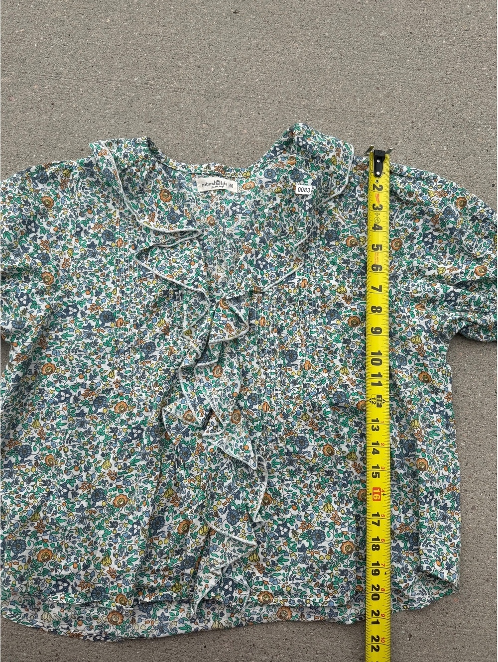 Natural Life Floral Ruffle Button-Up Blouse Medium - Picture 6 of 8